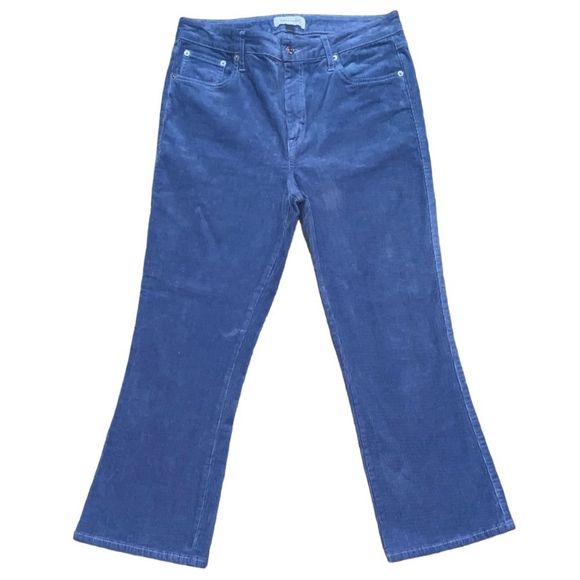 Popsugar Stone Wash Blue High-Waisted Kick Flare Flared Corduroy Pants Size 12 - Picture 4 of 14